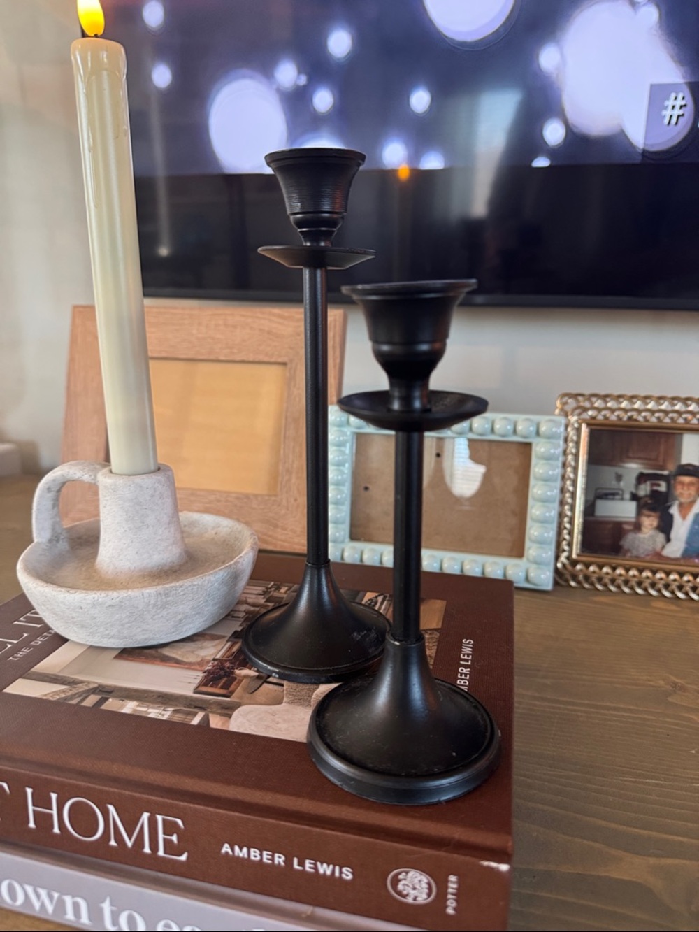 Black Metal Taper Candle Holders - Set of 2 Home Accents